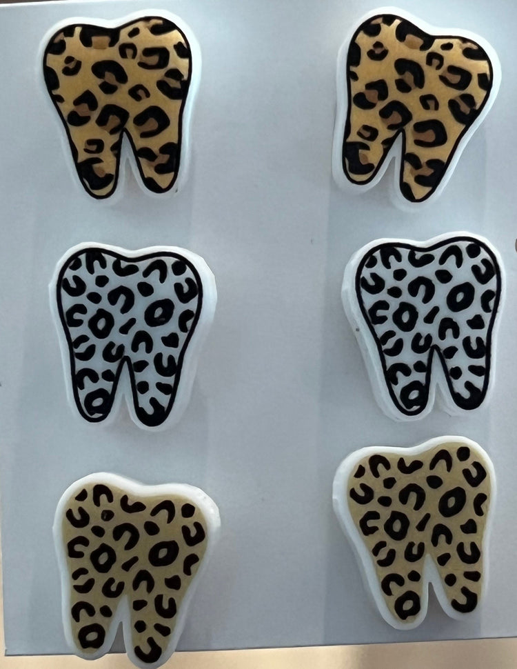 Leopard Teeth Earrings, Cheetah Tooth Earrings, Leopard Tooth Earrings, Dental Earrings, Dental Hygiene Gift