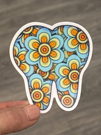 Flower Tooth Sticker | Cute Dental Sticker | Dental Assistant & Hygienist Gift | Tooth Floral Decal | Dentist Laptop Water Bottle Sticker