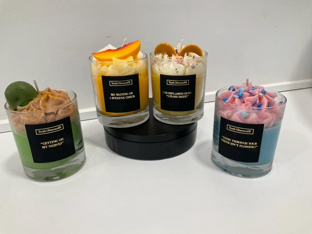 Dentist Scented Candle, Funny Dental Sayings, Whipped-Style Top, Green Apple, Peach, Cotton Candy