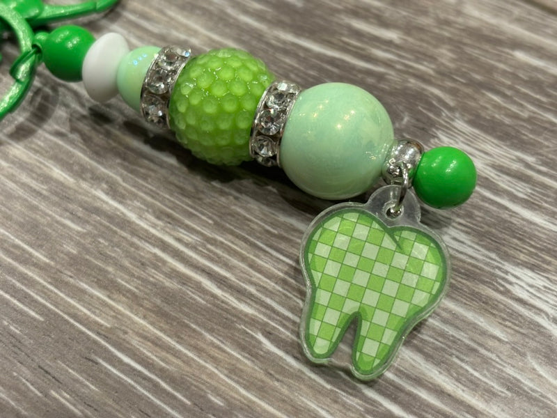 Dental Keychain: Denture, Caterpillar and Green Check