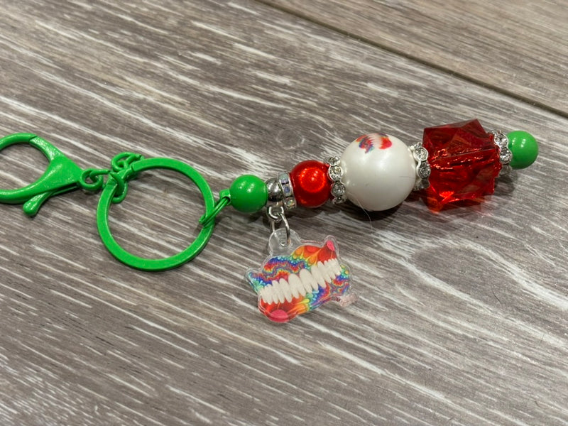 Dental Keychain: Denture, Caterpillar and Green Check