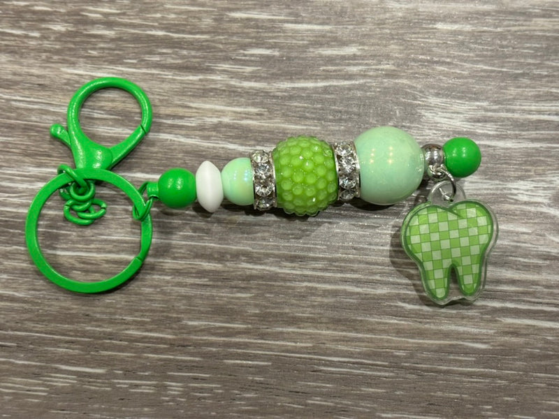 Dental Keychain: Denture, Caterpillar and Green Check