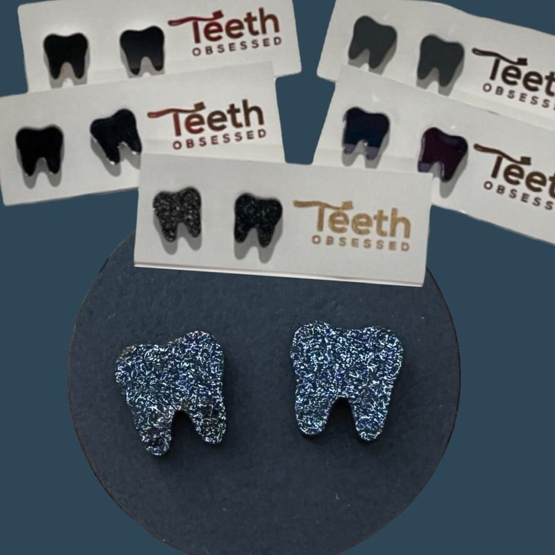 Black Glitter Tooth Earrings