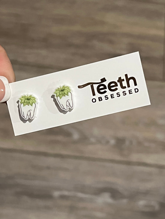 Succulent Tooth Earrings, Teeth Earrings, Dental Hygienist Gift, Tooth Fairy, Dentist Gift, Dental Earrings