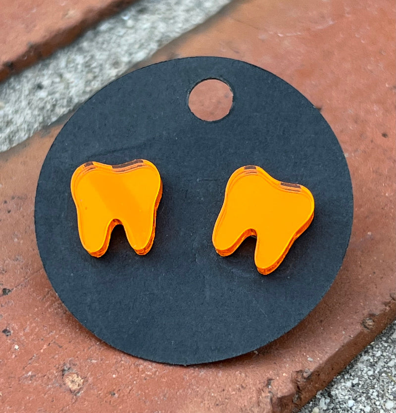 Orange Tooth Earrings