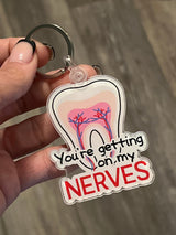 Hot Pink Dental Nerve Keychain, Dental Sticker, Dental Hygiene, Dental Assistant Keychain, Tooth Earrings, RCT, Endo Tooth, Endodontist
