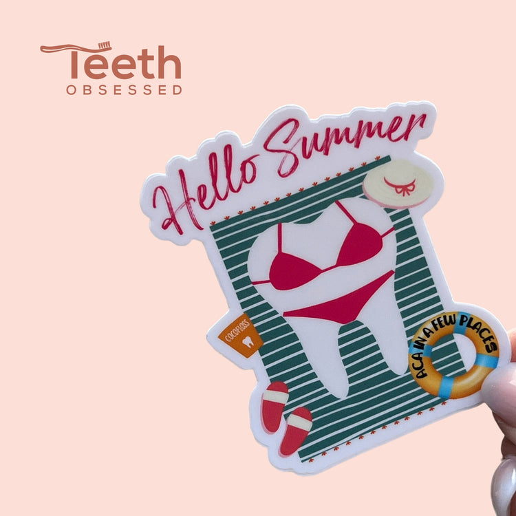 Dental Summer Sticker, Bikini Tooth Stickers, Dentist Stickers, Dental Stickers, Laptop Stickers, Vinyl Sticker, Car Decal, Dental Assistant