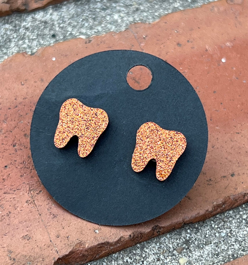 Orange Tooth Earrings