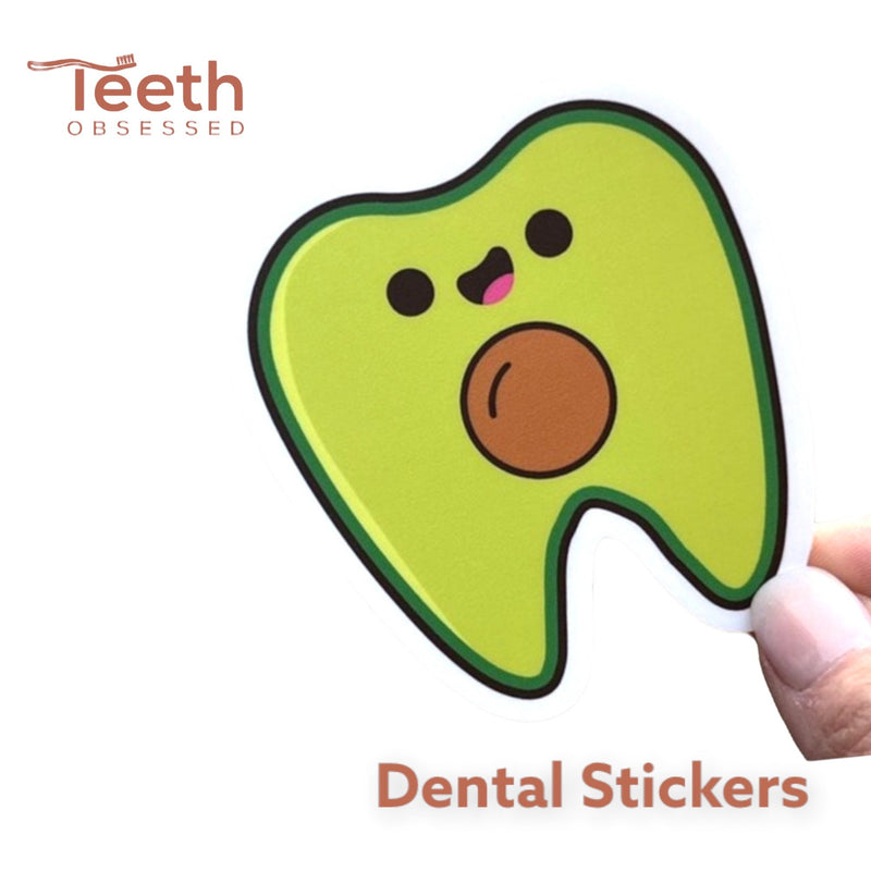 Avocado Tooth Sticker, Dental Sticker, Dental Hygiene Gift, Dental Assistant Sticker, Dental Hygienist Sticker