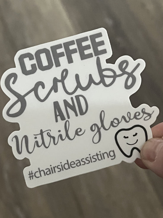 Coffee Scrubs and Nitrile Gloves Sticker