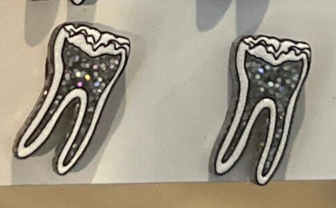 Glitter Tooth Earrings: Dental Assistant Gift, Hypoallergenic Studs