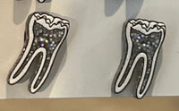 Glitter Tooth Earrings: Dental Assistant Gift, Hypoallergenic Studs