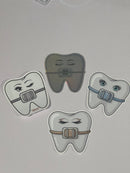 Braces Sticker: Blue, Pink, Silver