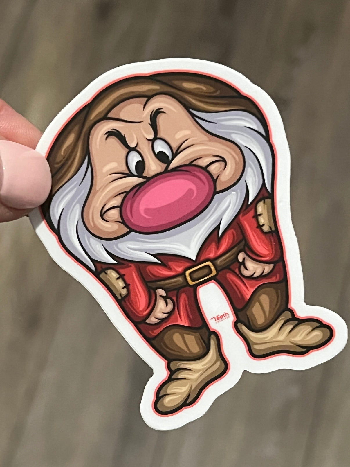 Dopey Dental Vinyl Sticker by Teeth Obsessed featuring a humorous dentist-themed design, perfect for dental gift or decorating.
