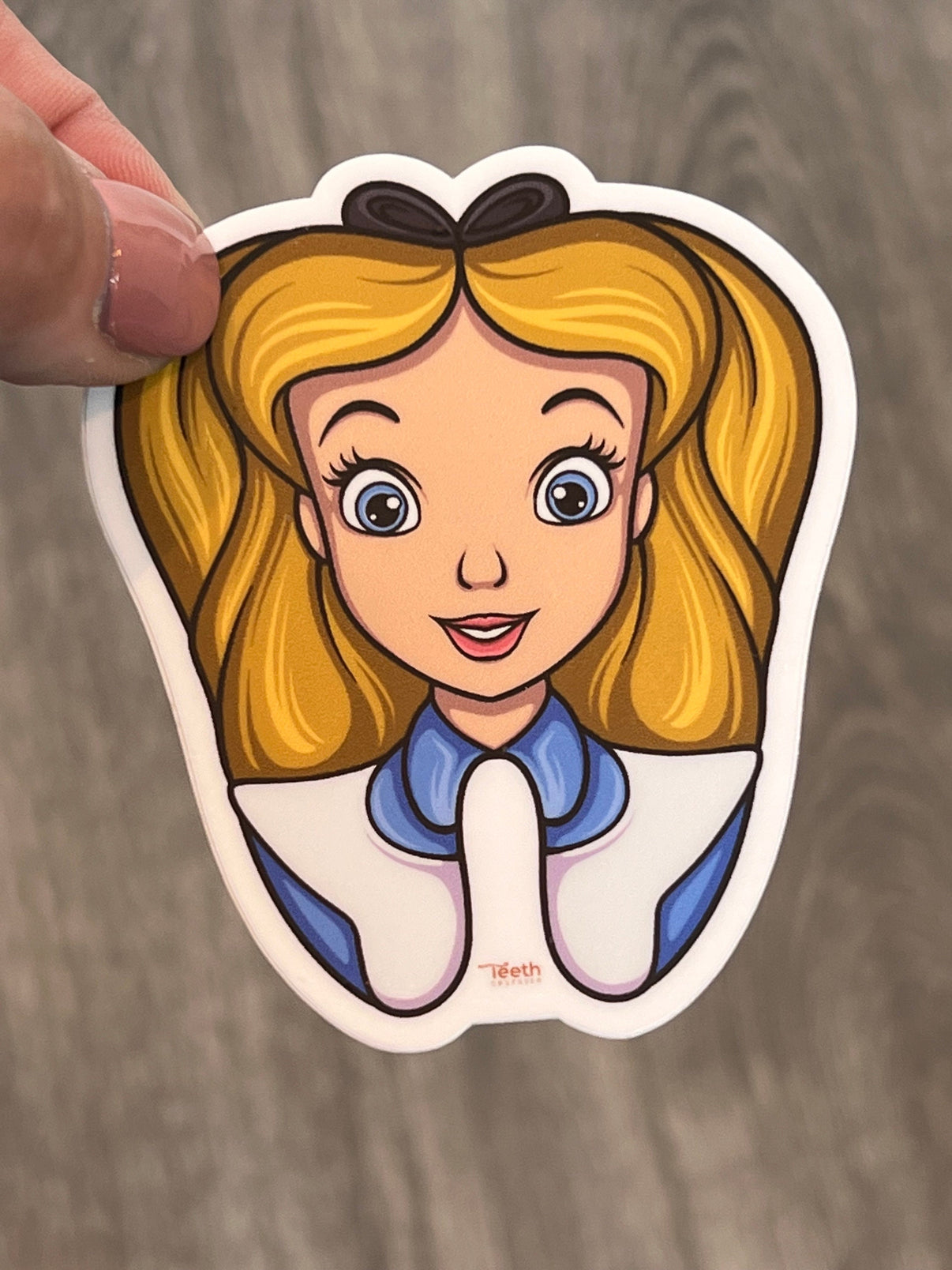 Set of Alice Dental Stickers by Teeth Obsessed featuring colorful, playful dental-themed designs on a white background.