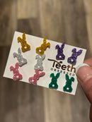 Glitter Bunny Tooth Earrings, Easter Bunny Dental Earrings, Dental Earrings, Teeth Earrings, Dental Gift, Dental Hygiene Gift