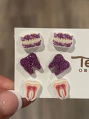 Purple Trio Tooth Earrings