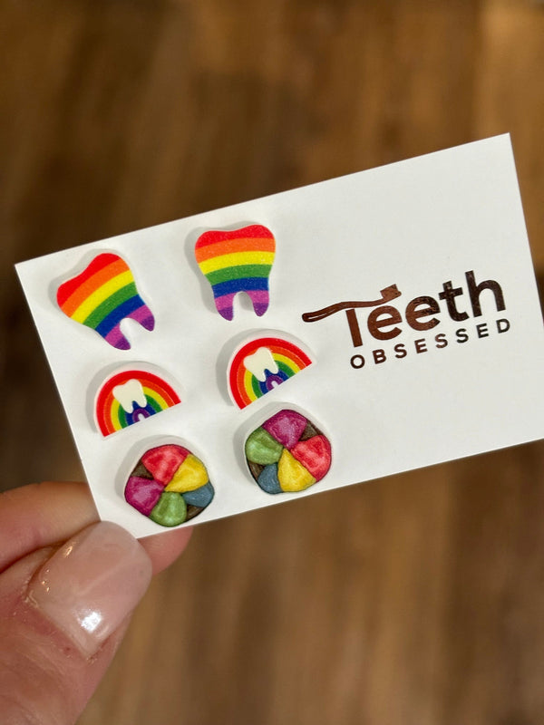 Rainbow Tooth Earrings
