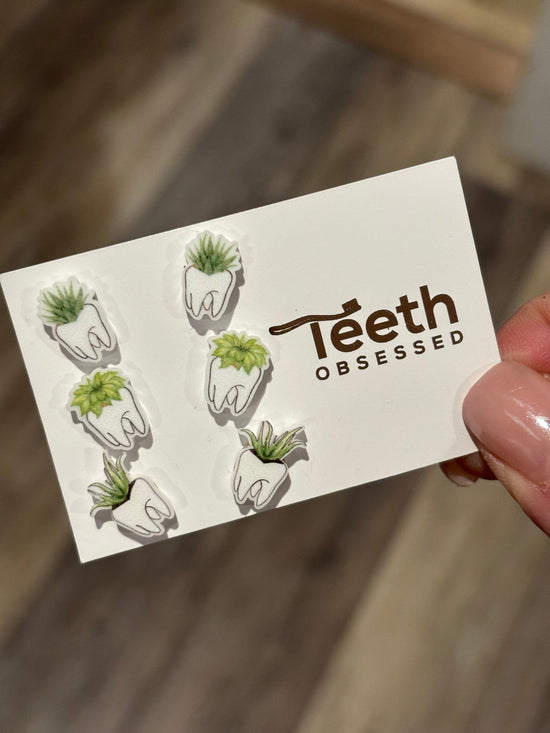 Succulent Tooth Earrings, Teeth Earrings, Dental Hygienist Gift, Tooth Fairy, Dentist Gift, Dental Earrings
