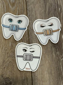 Braces Sticker: Blue, Pink, Silver