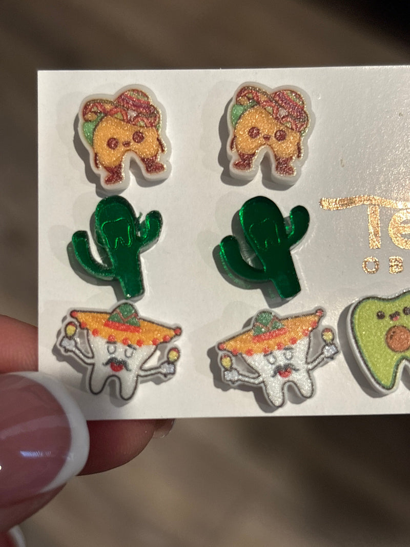 Avocados, Tacos, Cactus Earrings