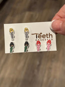 Dental Team Earrings in Pink, Green and Grey