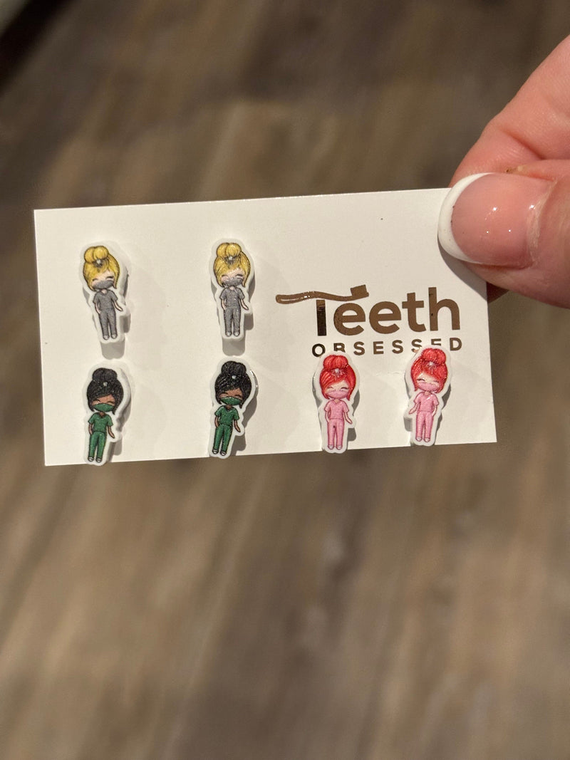 Dental Team Earrings, Tooth Earrings, Pedo Assistant Earrings, Dental Gift, Dental Gift, Tooth Studs