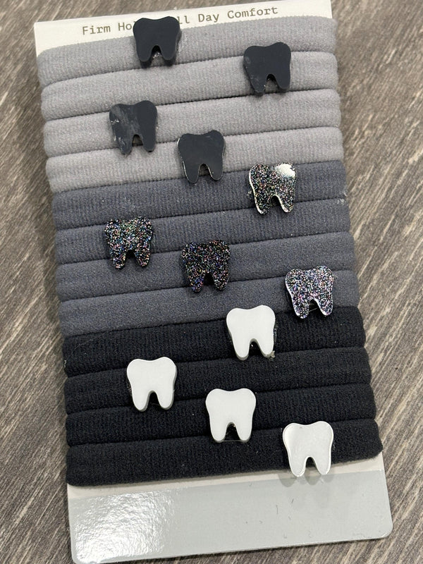 Grey and Black Tooth Hairbow