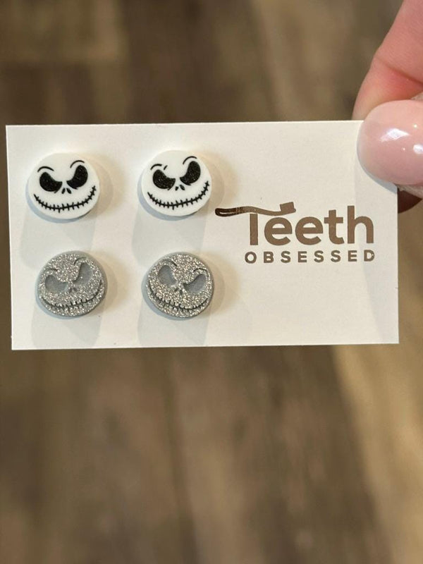 Jack Halloween Tooth Earrings, NightmareTooth Studs, Halloween Teeth Earrings, Dental Bones Earrings, Dental Braces, Dental Halloween