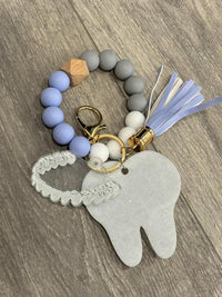 Dental Keychain with Bead Wristlet and Charm