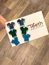 Scrub Earrings, Dental Earrings, Tooth Stud Earrings, Dental Hygienist Gift, Dentist Graduation Gift, Dentist Earrings, Dental Uniform