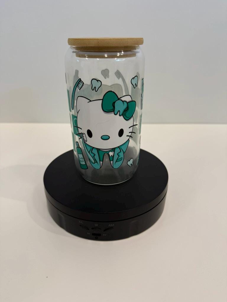 Dental Kitty Iced Coffee Tumbler, Hygienist Cup, Gift for Dental Assistant, Fun Drinkware, Teeth Glass, Tooth Cat, Hello Dental