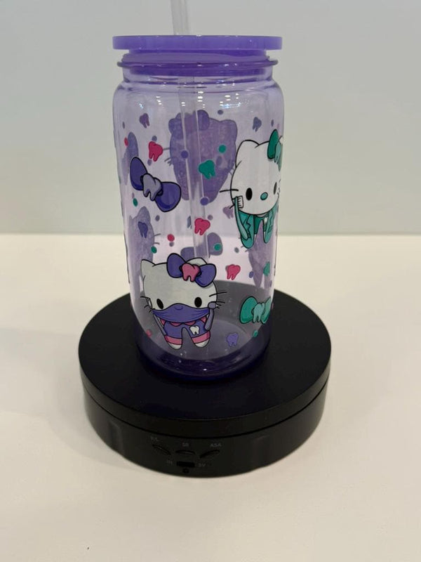 Dental Kitty Iced Coffee Tumbler, Hygienist Cup, Gift for Dental Assistant, Fun Drinkware, Pediatric Teeth, Tooth Cat, Hello Dental