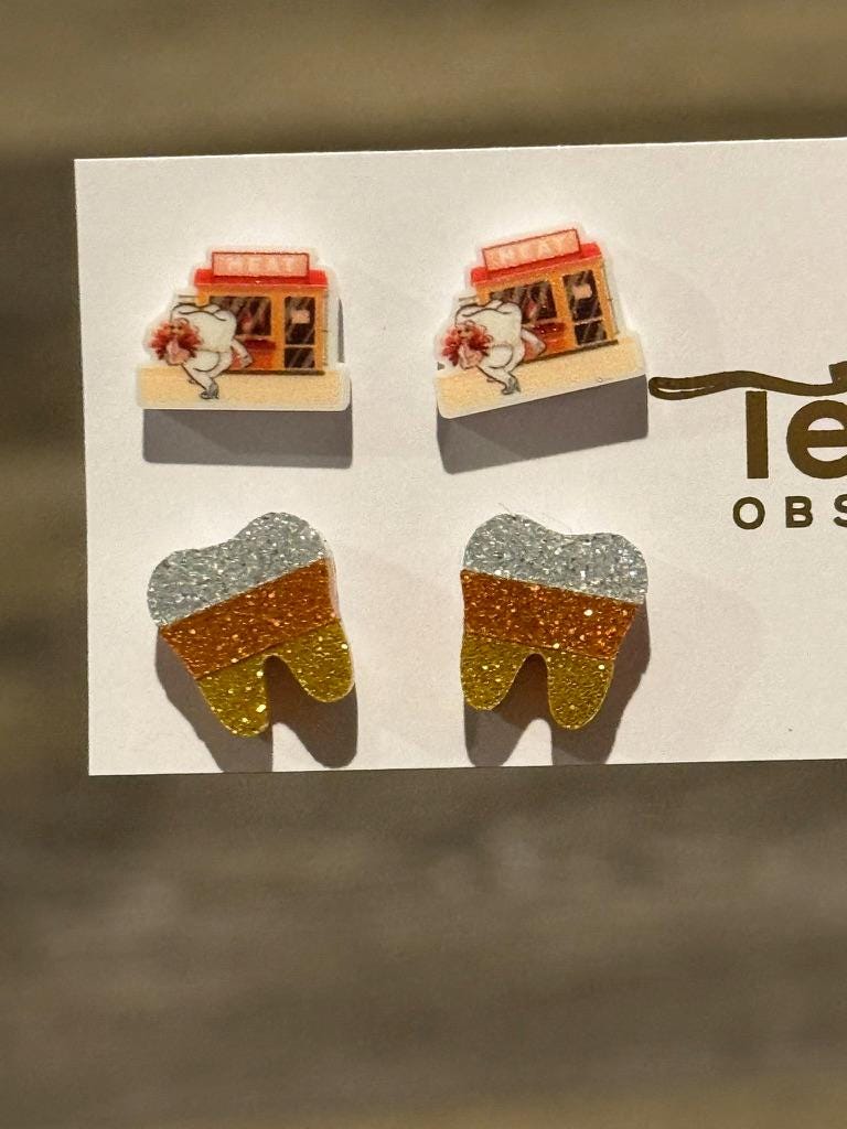 Dental Earrings, Tooth Earrings, Dental Assistant, Teeth Earrings, Candy Corn Braces, Dental Braces, Dental Hygiene