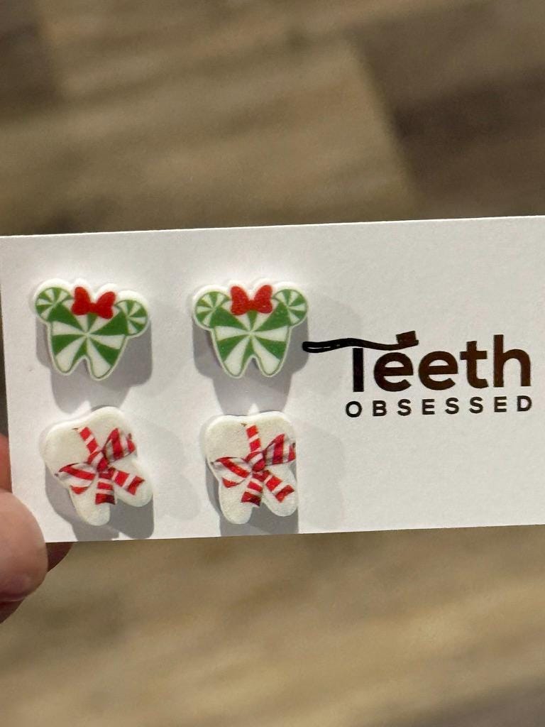 Peppermint and Christmas Present Tooth Earrings