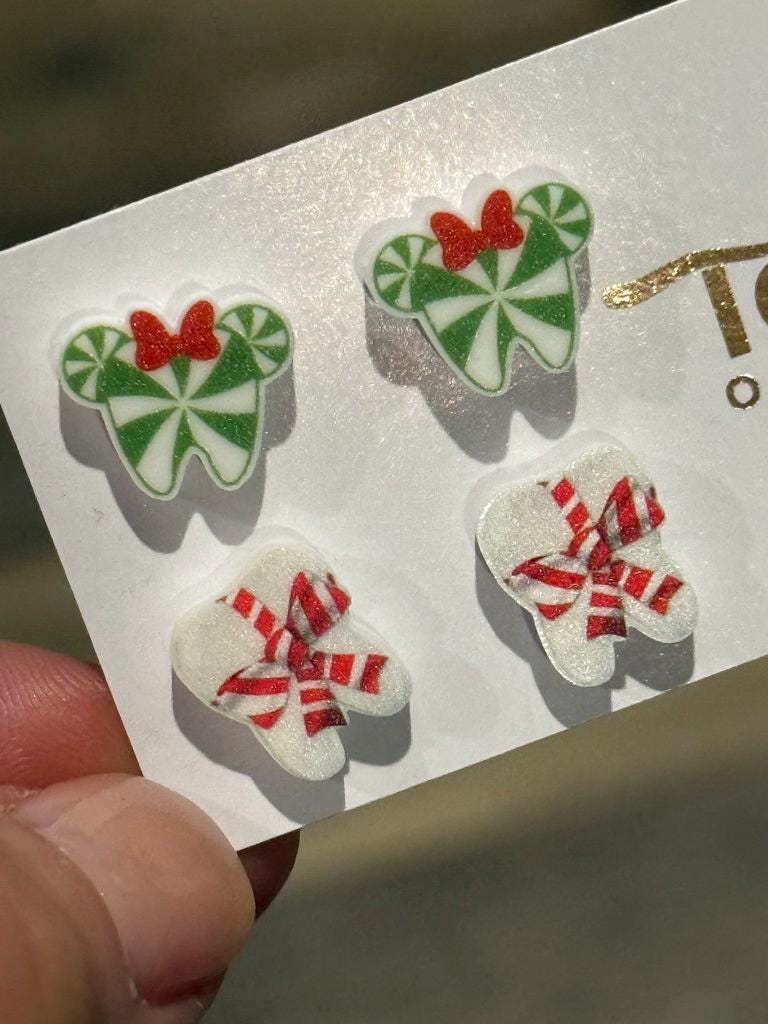 Peppermint and Christmas Present Tooth Earrings