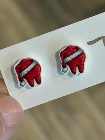 Christmas Tree Tooth Earrings, Santa Teeth Earrings, Grinch Earrings, Santa Tooth Earrings, Christmas Dental Earrings, Elf Tooth Earrings