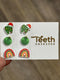 Christmas Tree Tooth Earrings, Bulb Teeth Earrings, Grinch Earrings, Christmas Rainbow Earrings, Christmas Dental Earrings