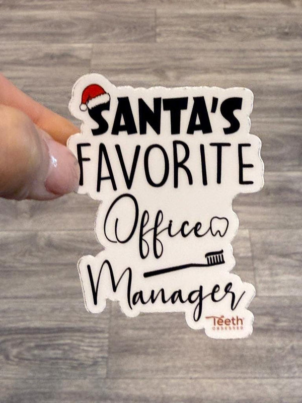 Santa's Favorite Manager, Christmas Tooth Sticker, Dental Sticker, Christmas Teeth, Dental Gift, Dental Hygiene Gift