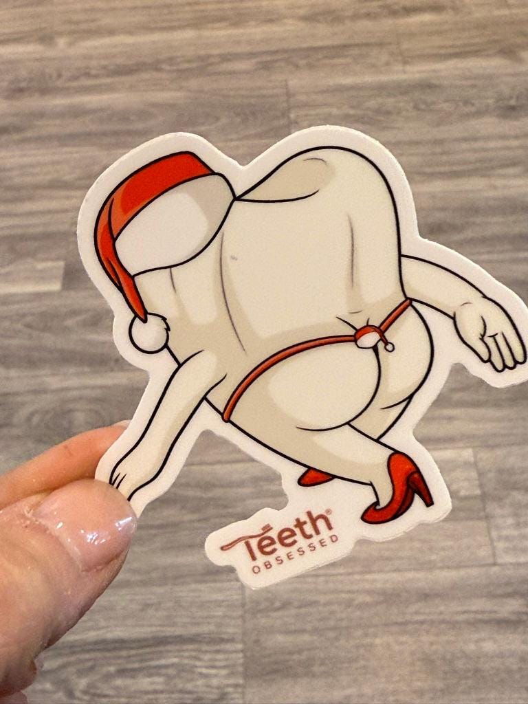 Santa Flossy Sticker, Christmas Tooth Sticker, Dental Assistant Sticker, Dental Hygiene Gift, Dental Christmas Gift, Mrs. Floss Sticker