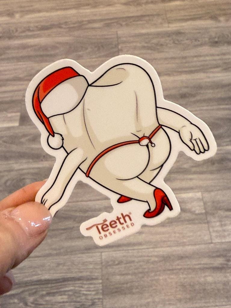 Santa Flossy Sticker, Christmas Tooth Sticker, Dental Assistant Sticker, Dental Hygiene Gift, Dental Christmas Gift, Mrs. Floss Sticker