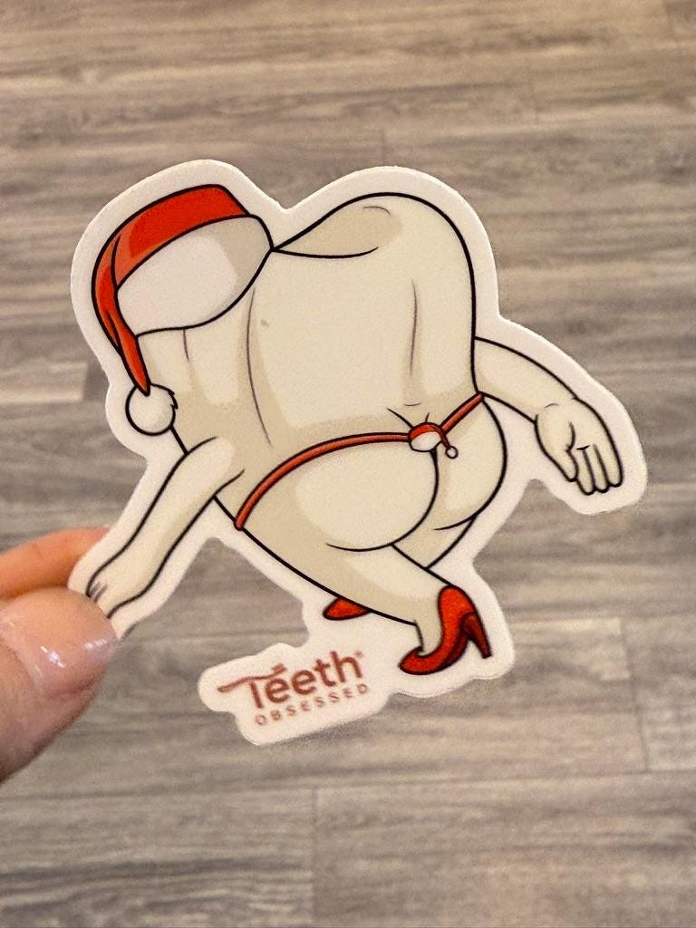 Santa Flossy Sticker, Christmas Tooth Sticker, Dental Assistant Sticker, Dental Hygiene Gift, Dental Christmas Gift, Mrs. Floss Sticker