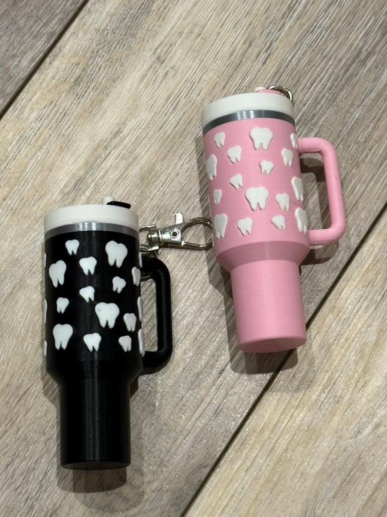 Tooth Tumbler Keychain, Tooth Keychain, Dental Keychain, Stanley Dental Hygiene Keychain, Dental Gifts, Dental Assistant, Stanley Cup