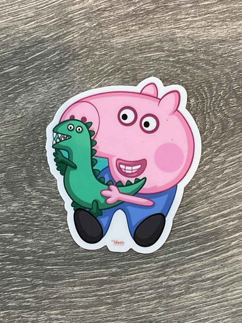 Pig Tooth Sticker,George Dental Sticker, Dental Hygiene Sticker, Dental Hygienist Cling, Dental Hygiene Gift, Dental Assistant