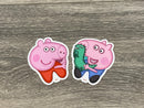 Pig Tooth Sticker,George Dental Sticker, Dental Hygiene Sticker, Dental Hygienist Cling, Dental Hygiene Gift, Dental Assistant