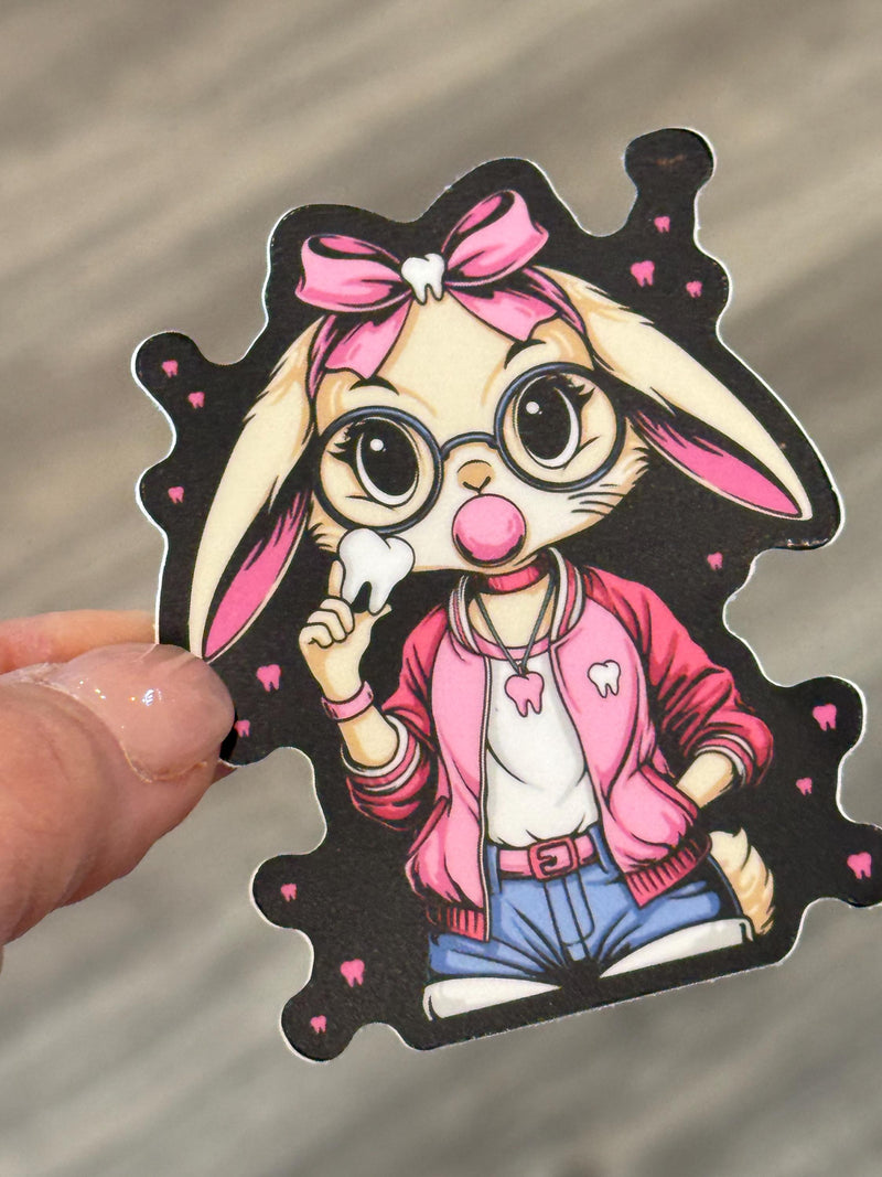 Dental Bunny, RDH Sticker, Dental Student, Hygienist Sticker, Tooth Sticker, Dentistry Sticker, RDH Gift, Dental Assistant Gift