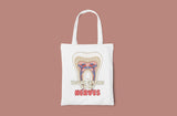 Large Canvas Tote Bag – "Getting On My Nerves" | Funny Dental Anatomy Tooth Bag | Dentist Gift | Dental Hygienist Tote