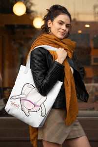 Large Canvas Tote Bag, Here Comes Mrs Flossy| Funny Dental Anatomy Tooth Bag | Dentist Gift | Dental Hygienist Tote