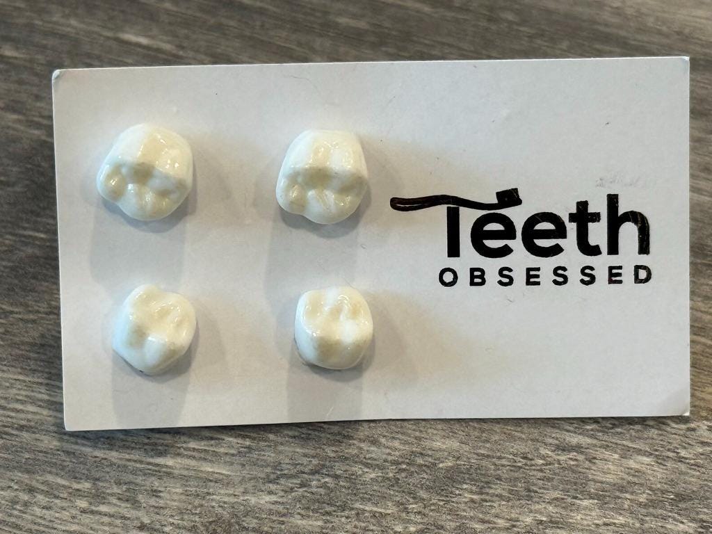 Glitter Molar Tooth Earrings: Dental Assistant Gift