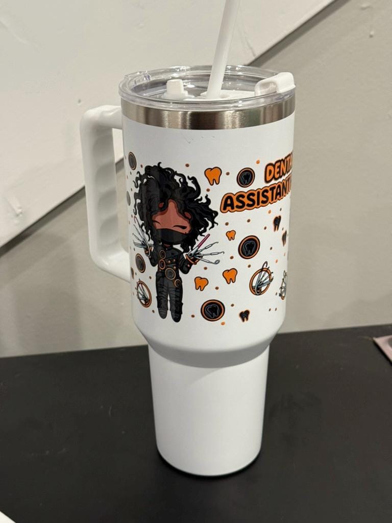 Custom Halloween Dental 40 Oz Glass Tumbler, Spooky Dentist Gift, Dental Hygienist Gift, Dental Assistant Cup, Pediatric Dentist Halloween